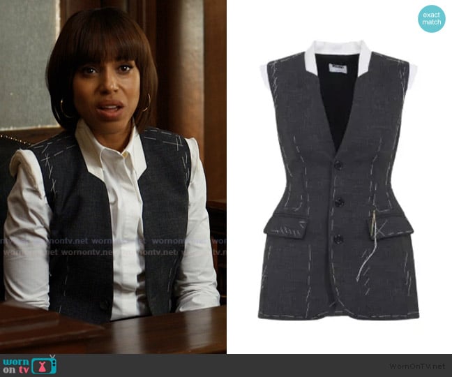 Moschino Stitching-detail vest worn by Eleanor (Kerry Washington) on Imperfect Women