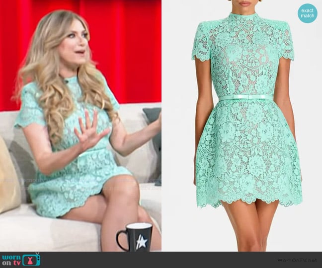 Nikki Novak’s aqua lace mini dress on Access Hollywood