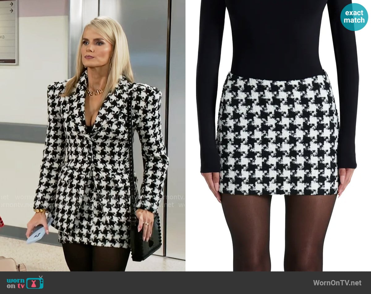 Naked Wardrobe Houndstooth Check Tweed Miniskirt worn by Vanessa McBride (Lauren Buglioli) on Beyond the Gates