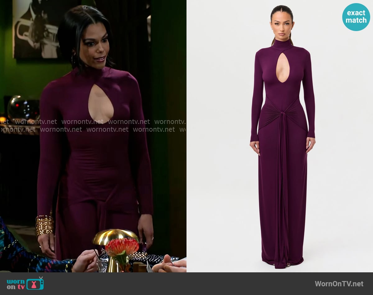 Naked Wardrobe Keyhole Drape Tie Dress worn by Dani Dupree (Karla Mosley) on Beyond the Gates