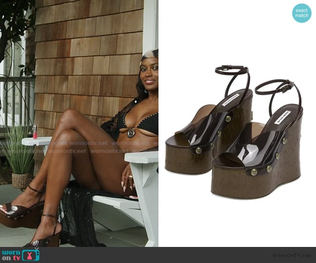 Naked Wolfe Tiger Lilly ankle-strap sandals worn by Ciara Miller on Summer House