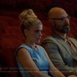 Nancy's blue satin mini dress on Imperfect Women