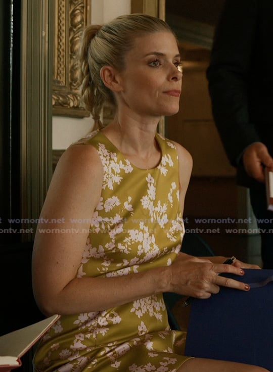 Nancy's green floral print sleeveless dress on Imperfect Women