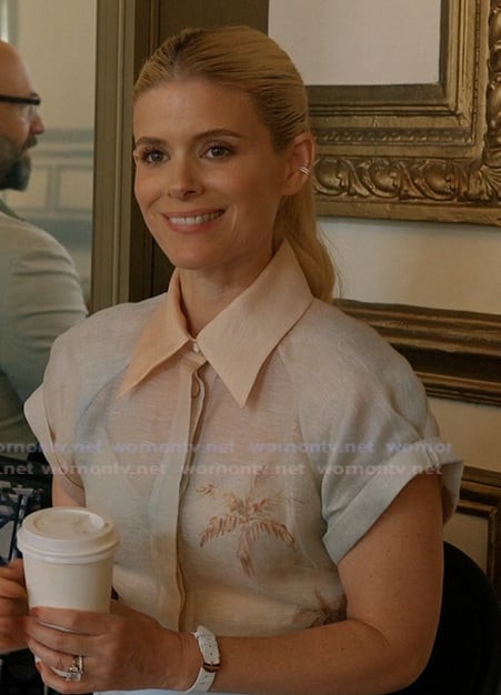 Nancy's pastel palm print top and skirt on Imperfect Women