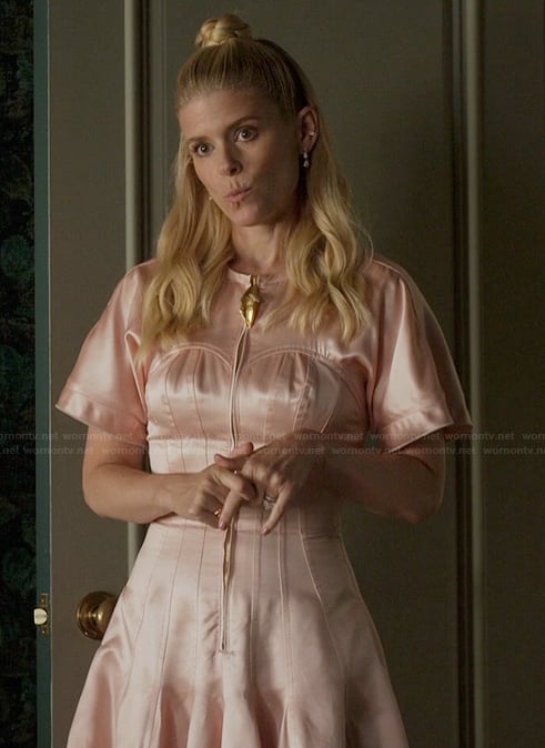 Nancy's pink zip front dress on Imperfect Women