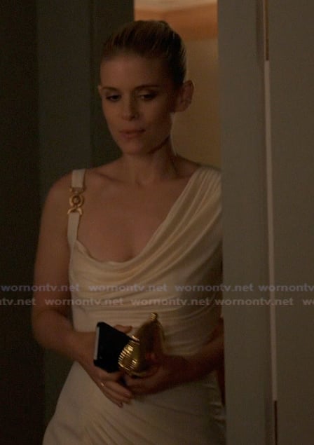 Nancy’s satin drape dress on Imperfect Women