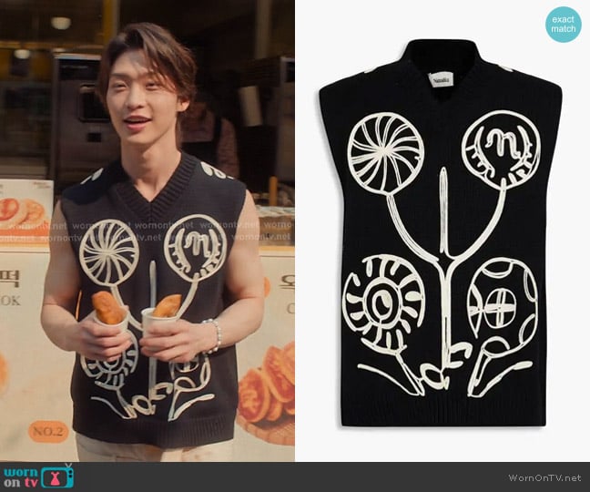 Nanushka Josias Embroidered Cotton Vest worn by Min Ho Moon (Sang Heon Lee) on XO Kitty