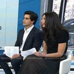 Natalie’s black puff short sleeve cardigan and pleated skirt on Today