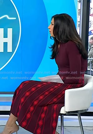 Natalie’s red knit midi dress on Today