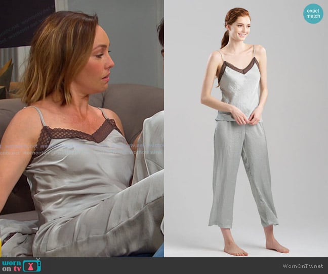 Natori Ashley Icon Lace Cami PJ in Celadon worn by Gwen Rizczech (Emily O'Brien) on Days of our Lives