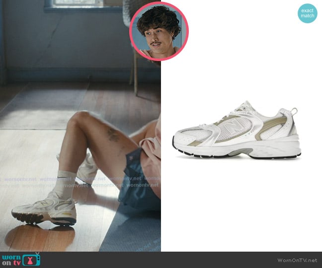 New Balance 530 Sneakers in White Stoneware worn by Austin Davis (Charles Melton) on Beef