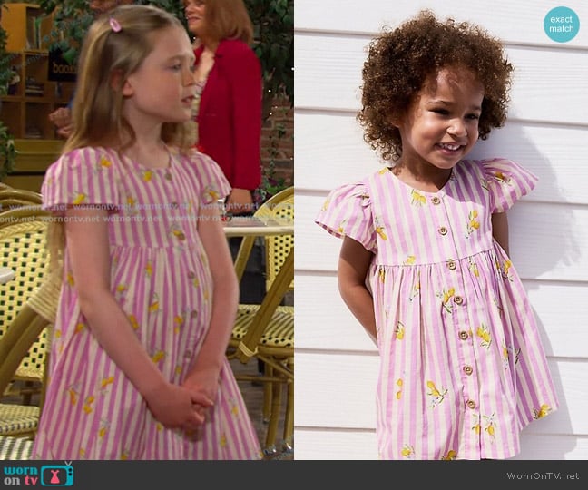 Next Stripe Button-Down Dress worn by Charlotte DiMera (Oakley Rondou) on Days of our Lives