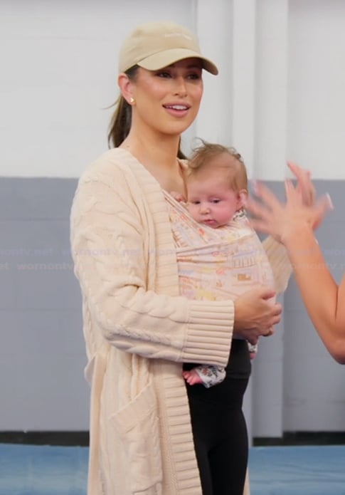 Nia’s beige cable knit cardigan on The Valley