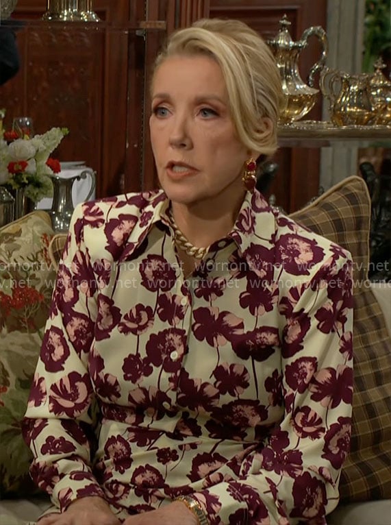 Nikki's flower print shirtdress on The Young and the Restless