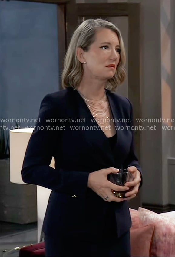 Nina’s navy blue suit on General Hospital