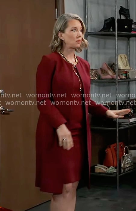 Nina’s red jacket and dress set on General Hospital