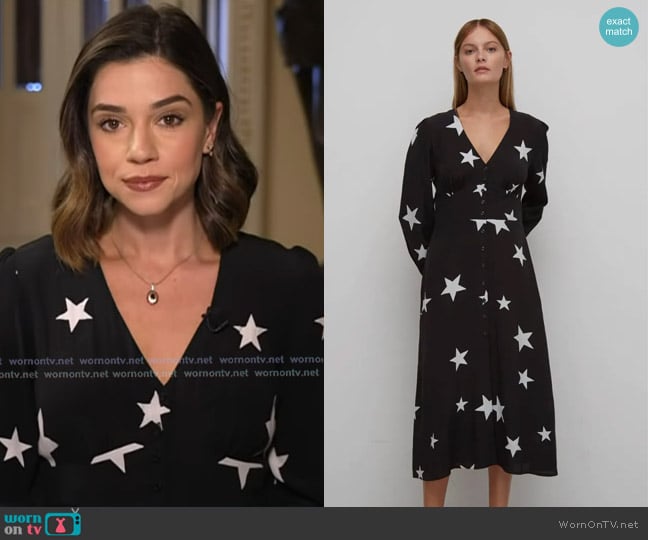 Nobody’s Child Star Print Midi Dress worn by Julie Tsirkin on NBC News Daily