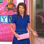 Norah O’Donnell’s blue short sleeve dress on CBS Mornings
