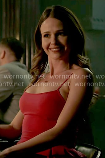 Novak's red peplum cami on Chicago Fire