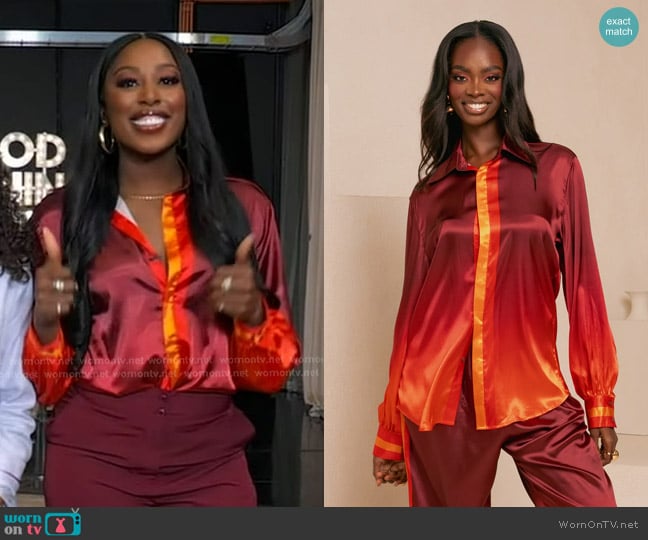 Chiney’s red ombre blouse on Good Morning America Chiney’s red ombre blouse on Good Morning America