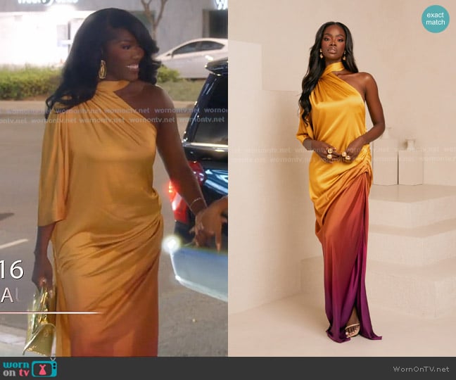 Ofuure Sol Drape Maxi Dress worn by Bozoma Saint John on The Real Housewives of Beverly Hills