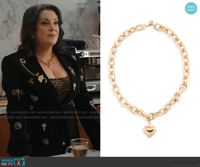 Open Edit Puffy Heart Pendant Chain Necklace worn by Debra Palmer (Melanie Lynskey) on Matlock