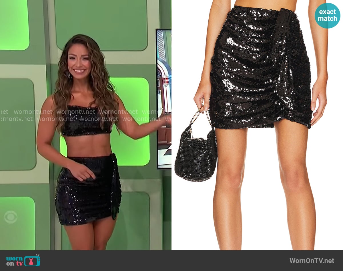 OW Collection Sequin SKirt worn by Manuela Arbeláez on The Price is Right
