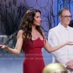 Padma’s red strapless gown on Americas Culinary Cup