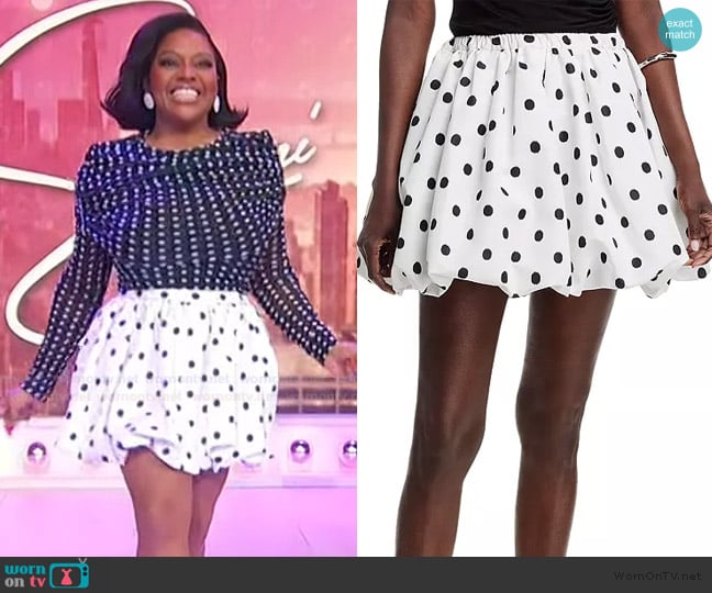 Sherri’s white polka dot print skirt on Sherri