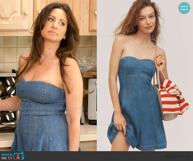 Pilcro Strapless Sweetheart Romper worn by Jen on The Real Housewives of Rhode Island