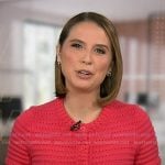 Elizabeth’s pink crochet cardigan top on Good Morning America