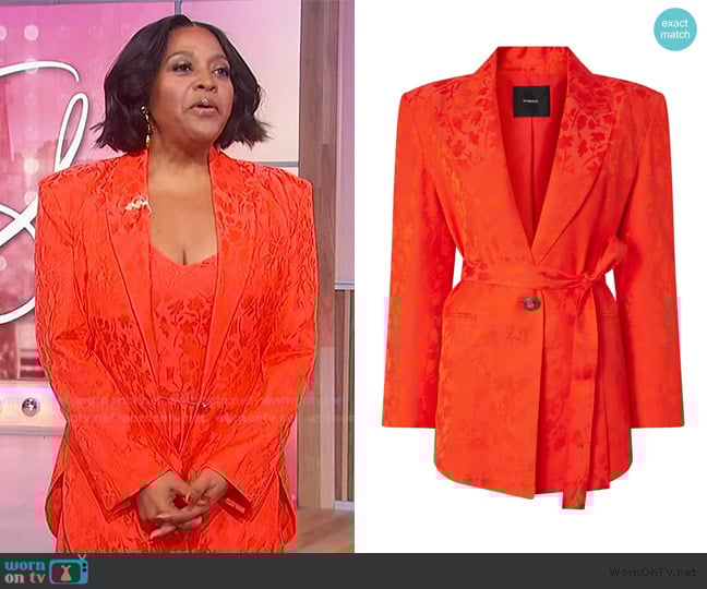 Pinko Floral-pattern belted blazer worn by Sherri Shepherd on Sherri