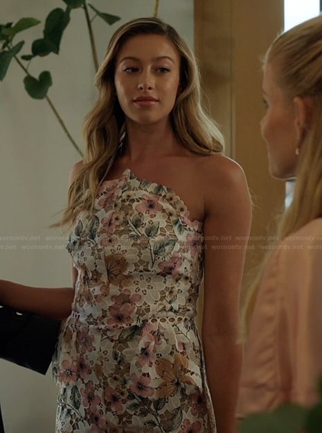 Piper’s floral lace peplum dress on Imperfect Women