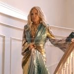 Rachel’s metallic pleated gown on The Real Housewives of Beverly Hills