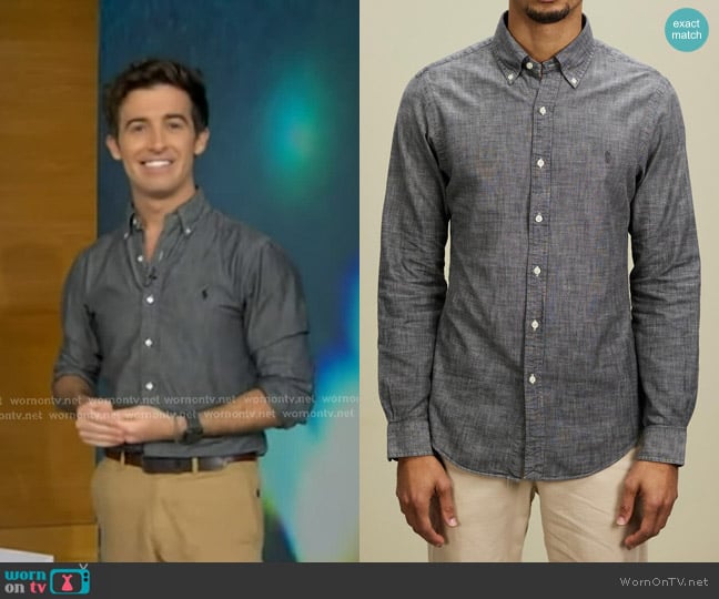 Polo Ralph Lauren Slim Fit Chambray Shirt worn by Will Ganss on Good Morning America