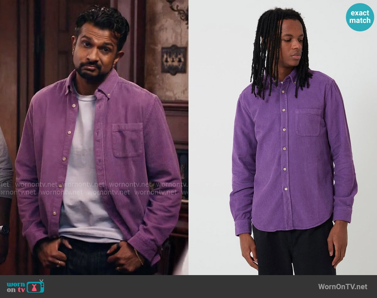Portuguese Flannel Lobo Corduroy Shirt worn by Jay (Utkarsh Ambudkar) on Ghosts