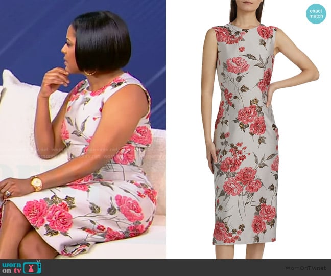 Prabal Gurung Floral Sleeveless Sheath Midi-Dress worn by Tamron Hall on Tamron Hall Show