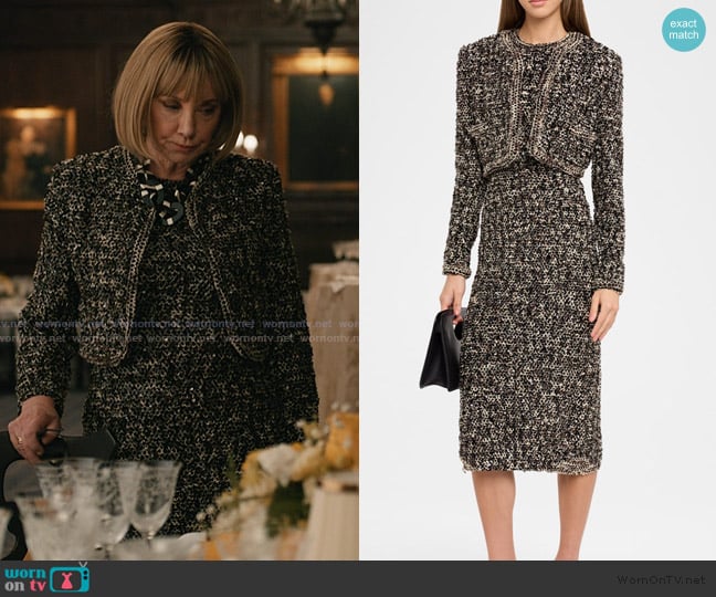 Prabal Gurung Paillette Boucle Sleeveless Tube Dress worn by Isadora Lancaster (J. Smith-Cameron) on Elsbeth