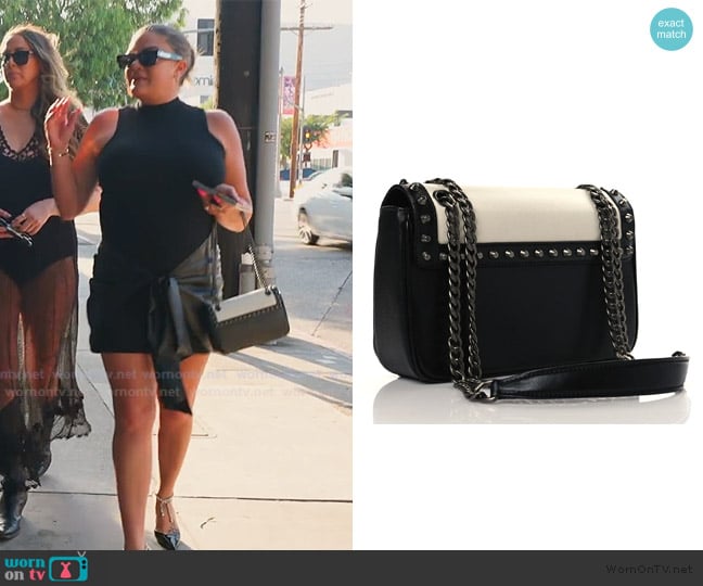 Prada Glace Calfskin Studded Crossbody White Black worn by Brittany Cartwright on The Valley