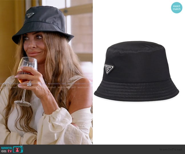 Prada Re-Nylon Bucket Hat worn by Liz McGraw on The Real Housewives of Rhode Island