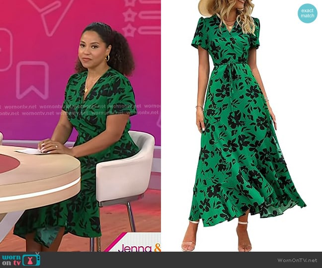 PrettyGarden Floral Maxi Dress in Green Floral worn by Arianna Davis on Today