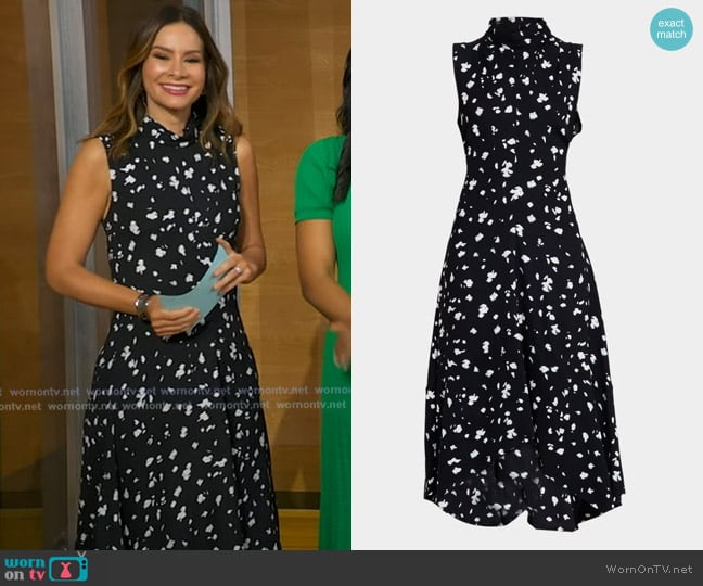 Proenza Schouler Devora Sleeveless High-Neck Dress worn by Rebecca Jarvis on Good Morning America