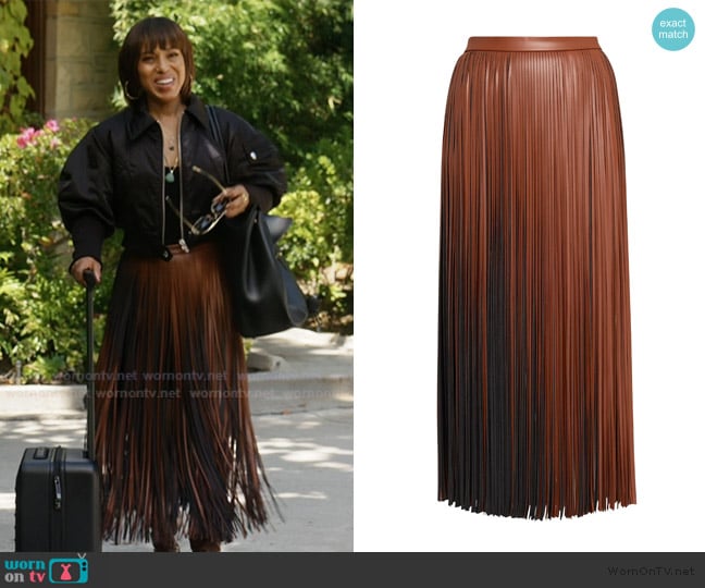 Proenza Schouler Veda Fringed Faux-Leather Midi-Skirt worn by Eleanor (Kerry Washington) on Imperfect Women