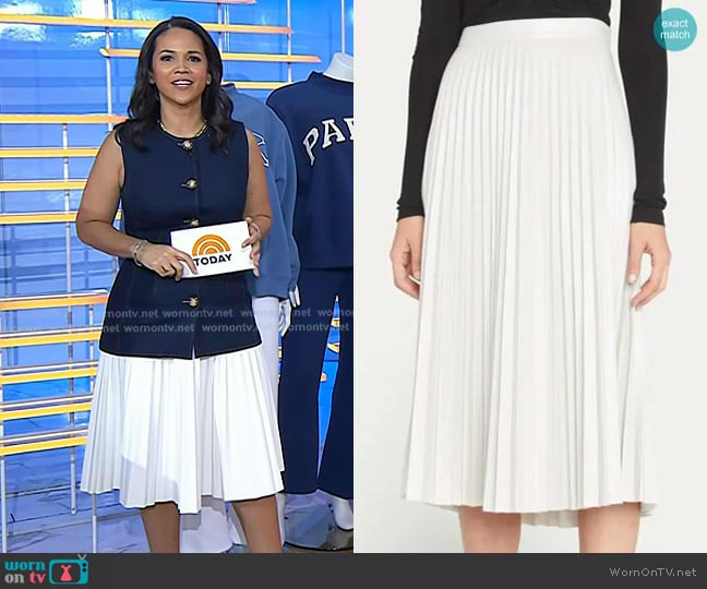 Proenza Schouler White Label Pleated Vegan Leather Midi Skirt worn by Laura Jarrett on Today
