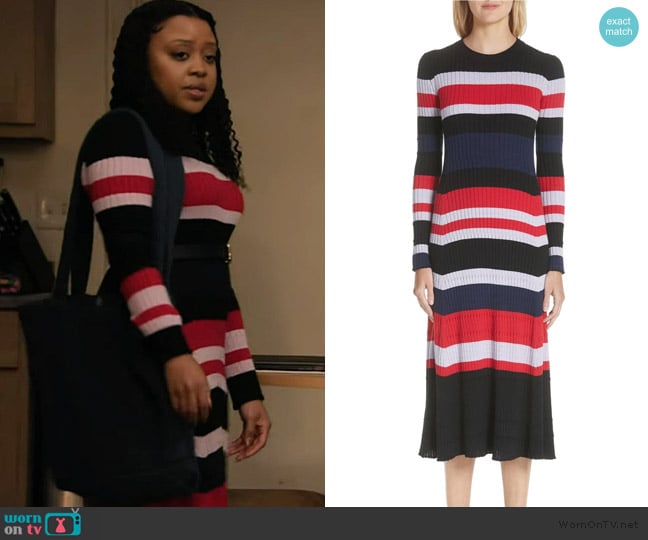 Proenza Scouler Wool, Silk & Cashmere Stripe Sweater Dress worn by Janine Teagues (Quinta Brunson) on Abbott Elementary
