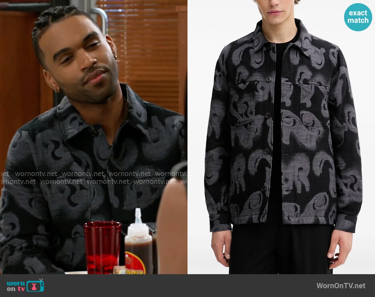 PS Paul Smith Patterned chest-pocket overshirt worn by Izaiah Hawthorne (David Lami Friebe) on Beyond the Gates