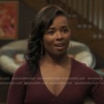 Simone’s purple ribbed cardigan on Greys Anatomy