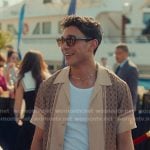 Q’s beige printed short sleeve shirt on XO Kitty