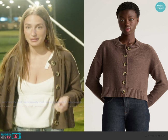 Quince Organic Cotton Cropped Cardigan worn by Amanda Batula on Summer House