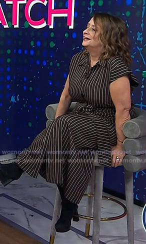Rachel Dratch’s brown striped shirtdress on Today